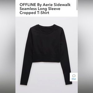 Black OFFLINE By Aerie Sidewalk Seamless Long Sleeve Cropped T-Shirt size XL